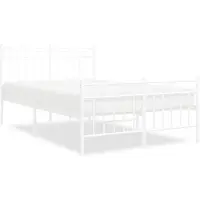 vidaXL Cadre de lit avec tête et pied de lit en métal blanc 120x200 cm