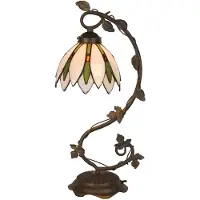 Clayre & Eef Lampe de table Tiffany Ø 18x53 cm Blanc Vert Verre