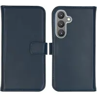 Selencia Étui portefeuille en cuir véritable Samsung Galaxy S24 - Bleu foncé