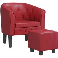 vidaXL Chaise cabriolet avec repose-pied rouge bordeaux similicuir