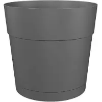 Artevasi Pot de fleur avec réserve d'eau CAPRI LARGE - Plastique - Anthracite - Rond - 39,1 x 39,1 x 37 cm -