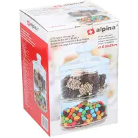 Alpina pot à bonbons en verre transparent 2 niveaux Ø16 x 28 cm