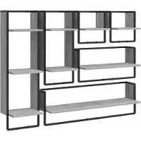 vidaXL Ensemble d'étagères murales avec barres 6 pcs sonoma gris