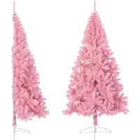 vidaXL Demi sapin de Noël artificiel avec support Rose 180 cm PVC