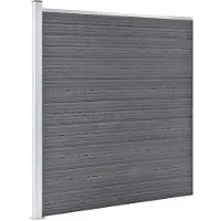 The Living Store WPC Clôture Set 8 Carrés + 1 Pente 1484x186 cm Gris