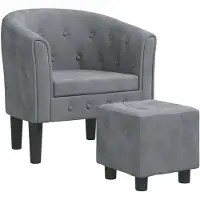 vidaXL Fauteuil avec repose-pied gris foncé velours