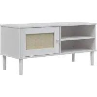 vidaXL Armoire TV SENJA aspect rotin blanc 106x40x49 cm Bois de pin