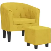 vidaXL Fauteuil avec repose-pied jaune velours