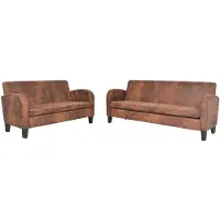 vidaXL Canapé "Höchenschwand" en polyester marron. Dimensions (L/H/P) 183x76x70 cm