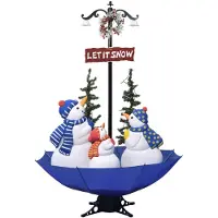 vidaXL Arbre de Noël neigeux avec base de parapluie Bleu 170 cm PVC