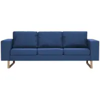 vidaXL Canapé à 3 places Tissu Bleu