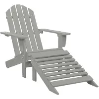 vidaXL Chaise de jardin avec pouf Bois Gris