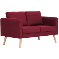 vidaXL Canapé à 2 places tissu rouge bordeaux