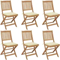 vidaXL Chaises de jardin pliantes 6 pcs. avec coussins en bois massif d'acacia