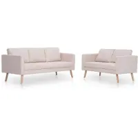 vidaXL Ensemble de canapés 2 pièces tissu blanc crème