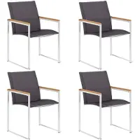vidaXL Chaises de jardin 4 pcs. Textilène et acier inoxydable Gris