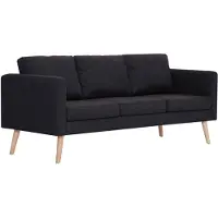 vidaXL Canapé à 3 places Tissu Noir