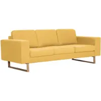 vidaXL Canapé à 3 places tissu jaune