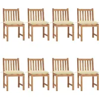 vidaXL Chaises de jardin 8 pcs. avec coussins teck massif