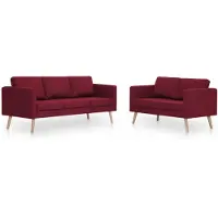 vidaXL Canapé 2 pièces tissu rouge vin
