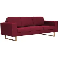 vidaXL Canapé à 3 places tissu rouge bordeaux