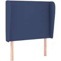 vidaXL Tête de lit avec oreilles Bleu 93x23x118/128 cm Tissu