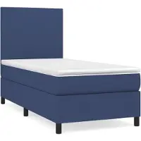 vidaXL Lit boxspring avec matelas bleu 100x200 cm Tissu