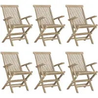 vidaXL Chaises de jardin 6 pcs. Pliable Gris 56x61x89 cm Bois massif Teck