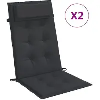 vidaXL Coussins de chaise à dossier haut lot de 2 noir tissu oxford