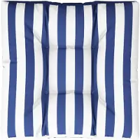 vidaXL Coussin de palette rayures bleues et blanches 80x80x12 cm tissu