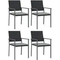 vidaXL Chaises de jardin avec coussins 4 pcs. noir 54x62,5x89cm Poly rotin