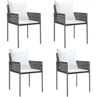 vidaXL Chaises de jardin avec coussins 4 pcs. Marron 54x61x83 cm Poly rotin