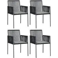 vidaXL Chaises de jardin avec coussins 4 pcs. noir 54x60,5x83,5 cm