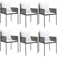 vidaXL Chaises de jardin avec coussins 6 pcs. Marron 54x61x83 cm Poly rotin