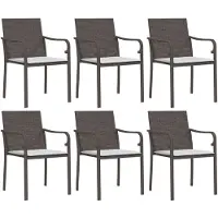 vidaXL Chaises de jardin avec coussins 6 pcs. Marron 56x59x84 cm Poly rotin