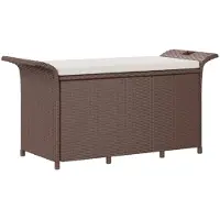 vidaXL Banc de jardin avec coussins Marron 116x46x57 cm Poly rotin
