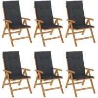 vidaXL Chaises de jardin avec coussins 6 pcs. Bois massif teck