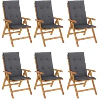 vidaXL Chaises de jardin avec coussins 6 pcs. Bois massif teck