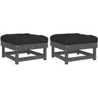 vidaXL Tabouret de jardin avec coussin 2 pcs. Gris Pin massif