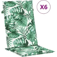 vidaXL Coussins de chaise à haut dossier 6 pcs. Tissu à motif de feuilles