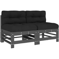 vidaXL Canapé central avec coussins 2 pcs. Gris Pin massif