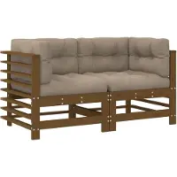 vidaXL Canapé d'angle avec coussins 2 pcs. Marron miel Pin massif