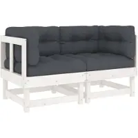 vidaXL Canapé d'angle avec coussins 2 pcs. Blanc Pin massif