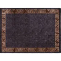 vidaXL Tapis lavable noir et doré 400x300 cm antidérapant