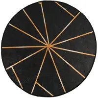 vidaXL Tapis lavable noir et doré Ø 120 cm antidérapant