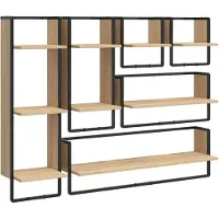 vidaXL Ensemble d'étagères murales avec barres 6 pcs chêne sonoma