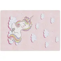 vidaXL Tapis enfants rose 160x230 cm licorne antidérapant lavable