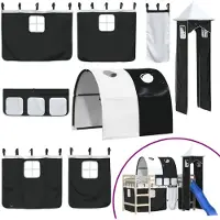 vidaXL Rideaux pour lit mezzanine avec tunnel et tour blanc et noir