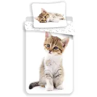 Cofi1453® Parure de lit enfant adulte mignon chaton 140x200 housse de couette 70x90 cm oreiller 100% coton