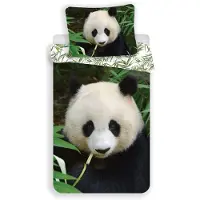 Jerry Fabrics Parure de lit enfant panda, motif animalier, design forêt de bambous, couette 140 x 200 + oreiller 70 x 90 cm, 100% coton